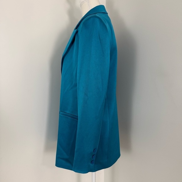 Alice + Olivia Denny Satin Blazer in Turkish Blue Size 6 - Picture 4 of 9